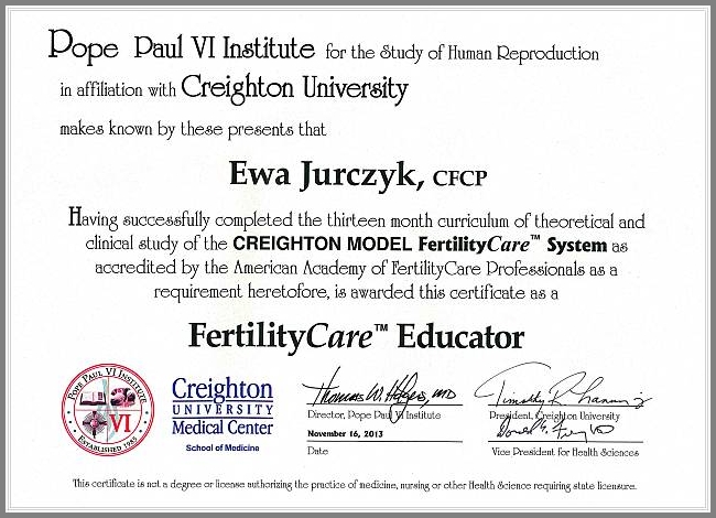 Ewa Jurczyk - certyfikat FCE